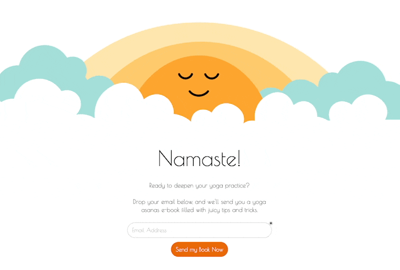 animated email popup featuring clouds and the sun as moving like they are breathing