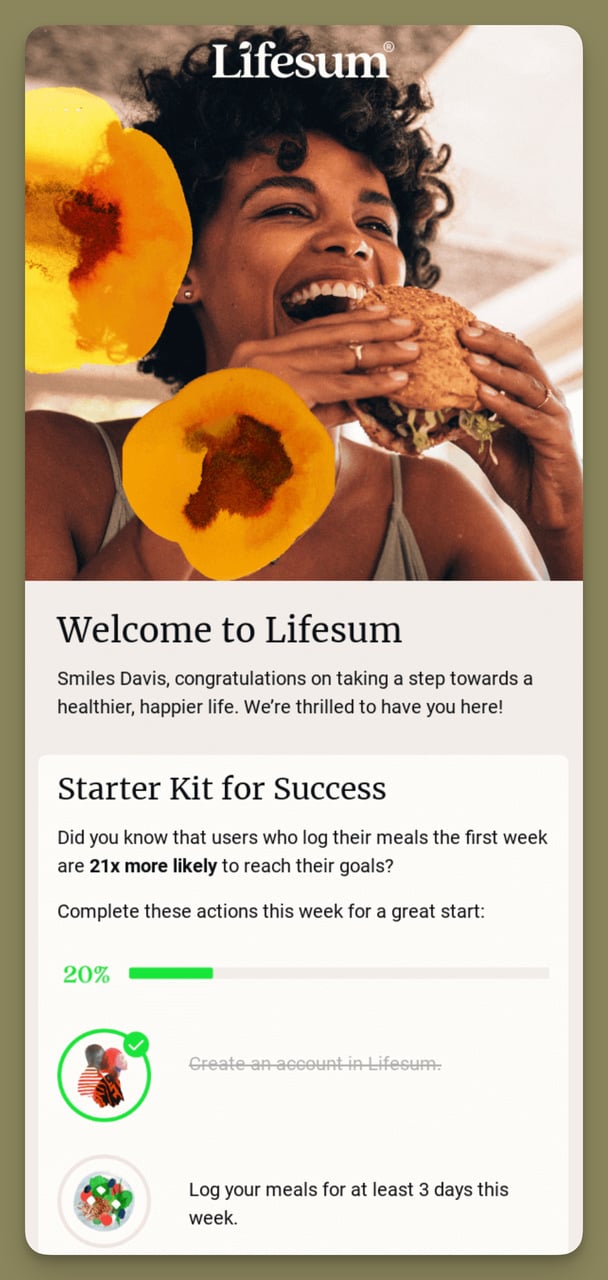 Lifesum starter email for boost loyalty