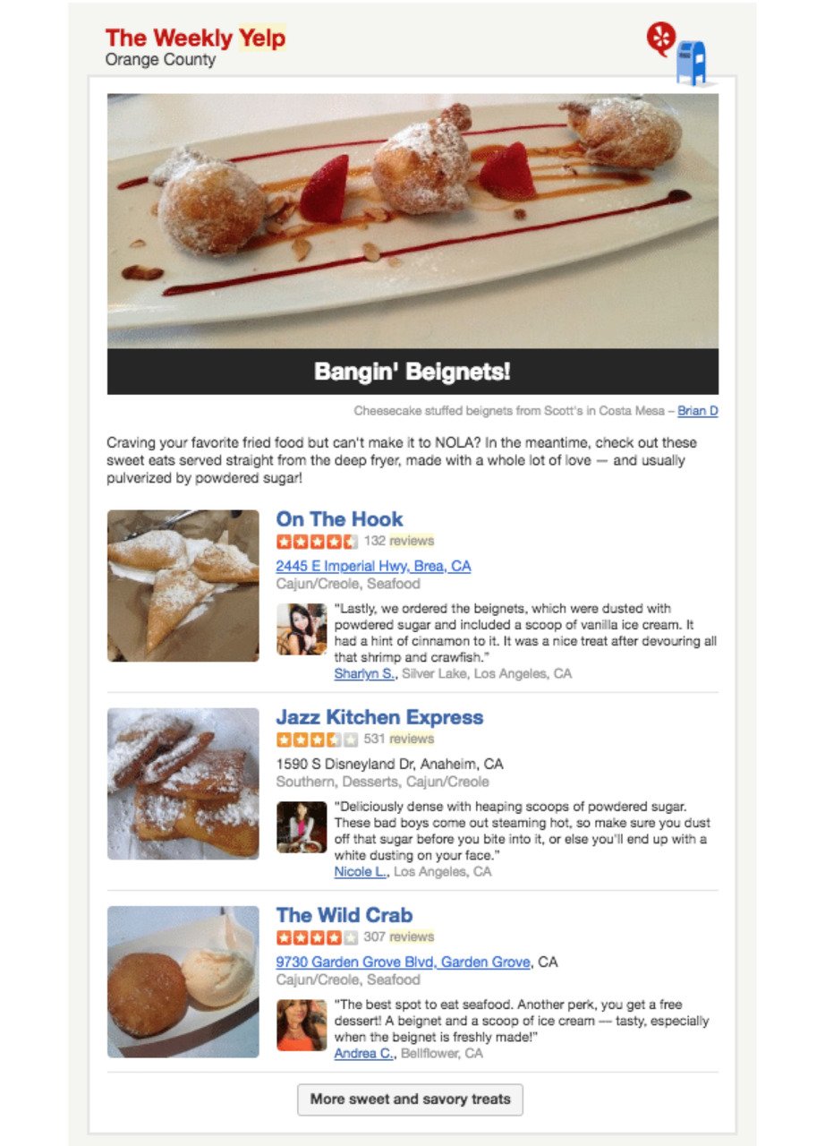 yelp inbound email marketing campaign example