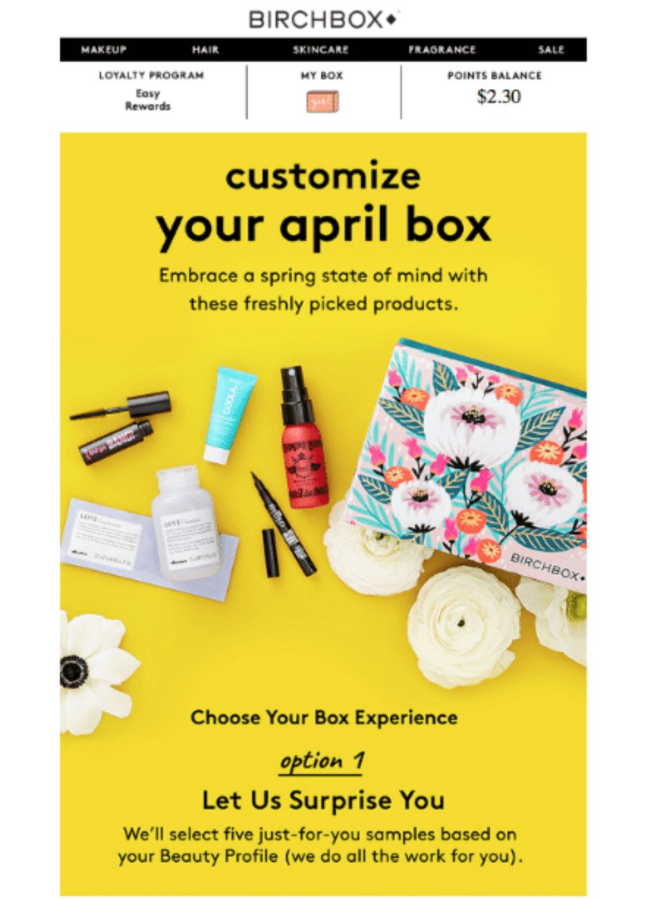 birchbox inbound email marketing campaign example