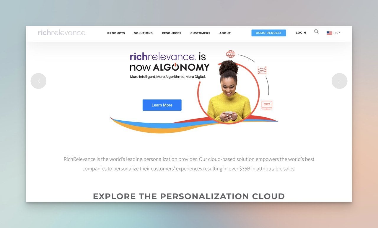 RichRelevance website customization tool homepage