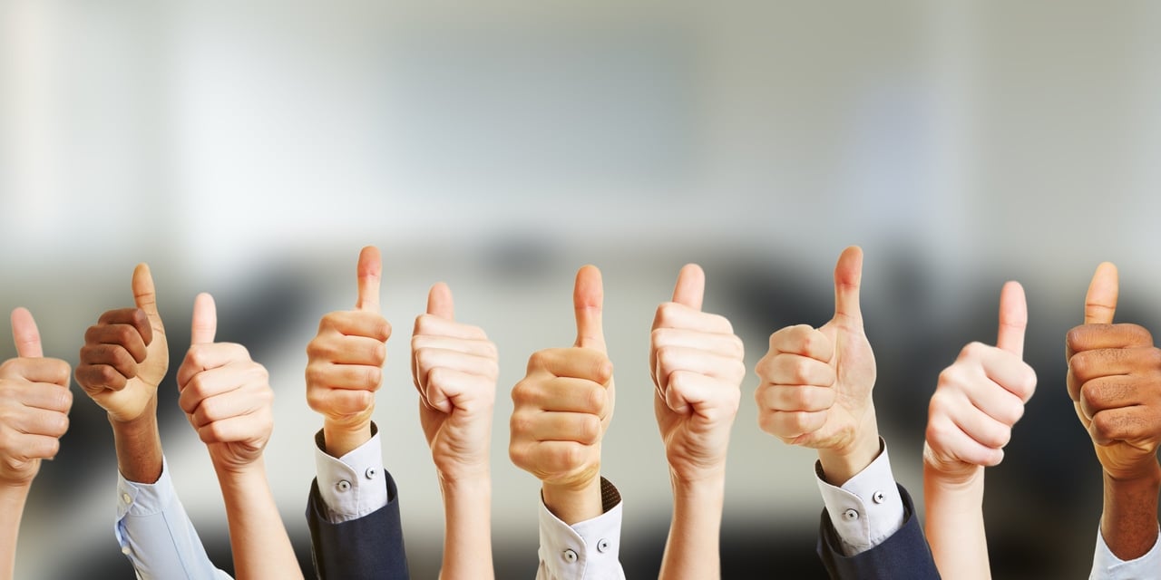 approval of users are shown with thumbs up as only the hands shown