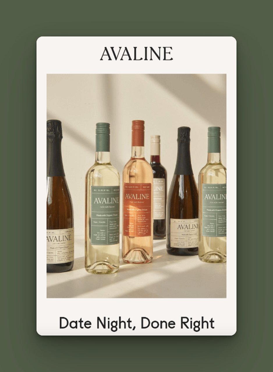 a sample from Avaline featuring the wines with a chic concept hosting green tones