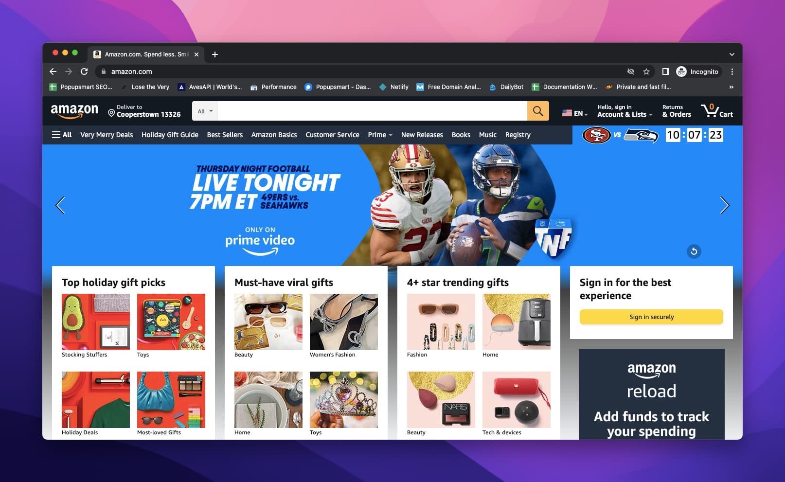 homepage of Amazon