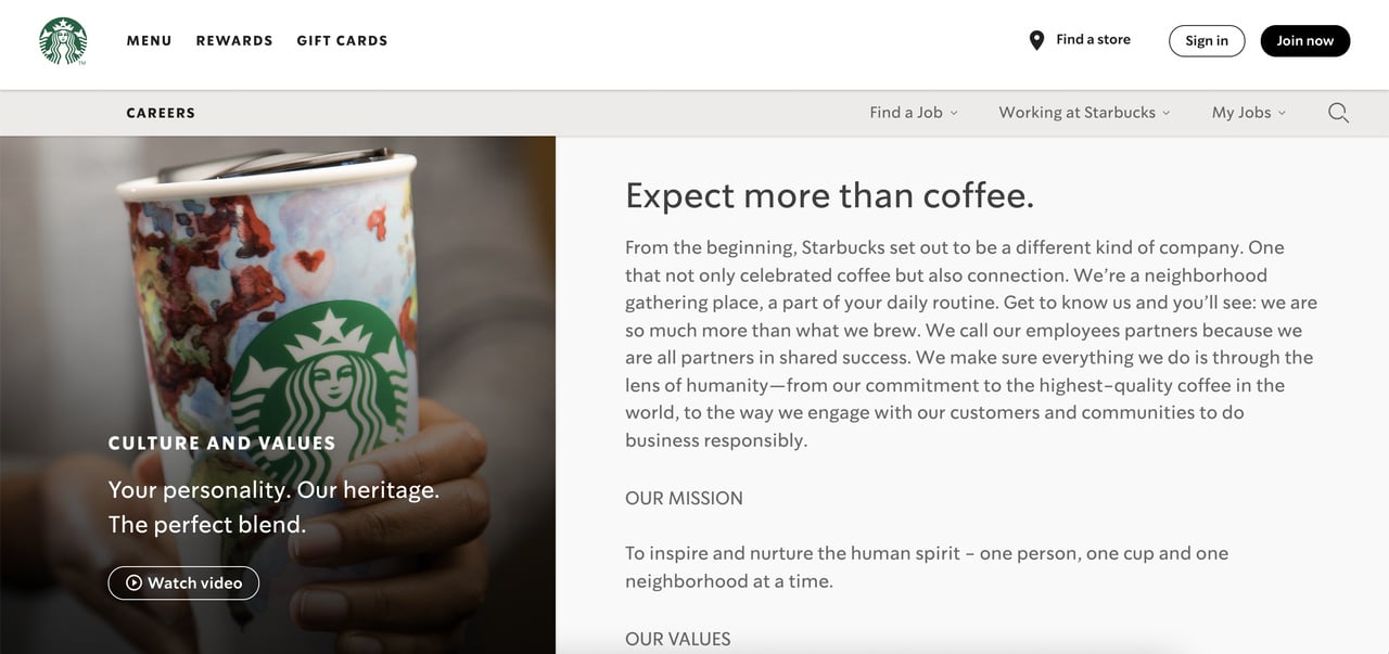 Starbucks unique selling point example