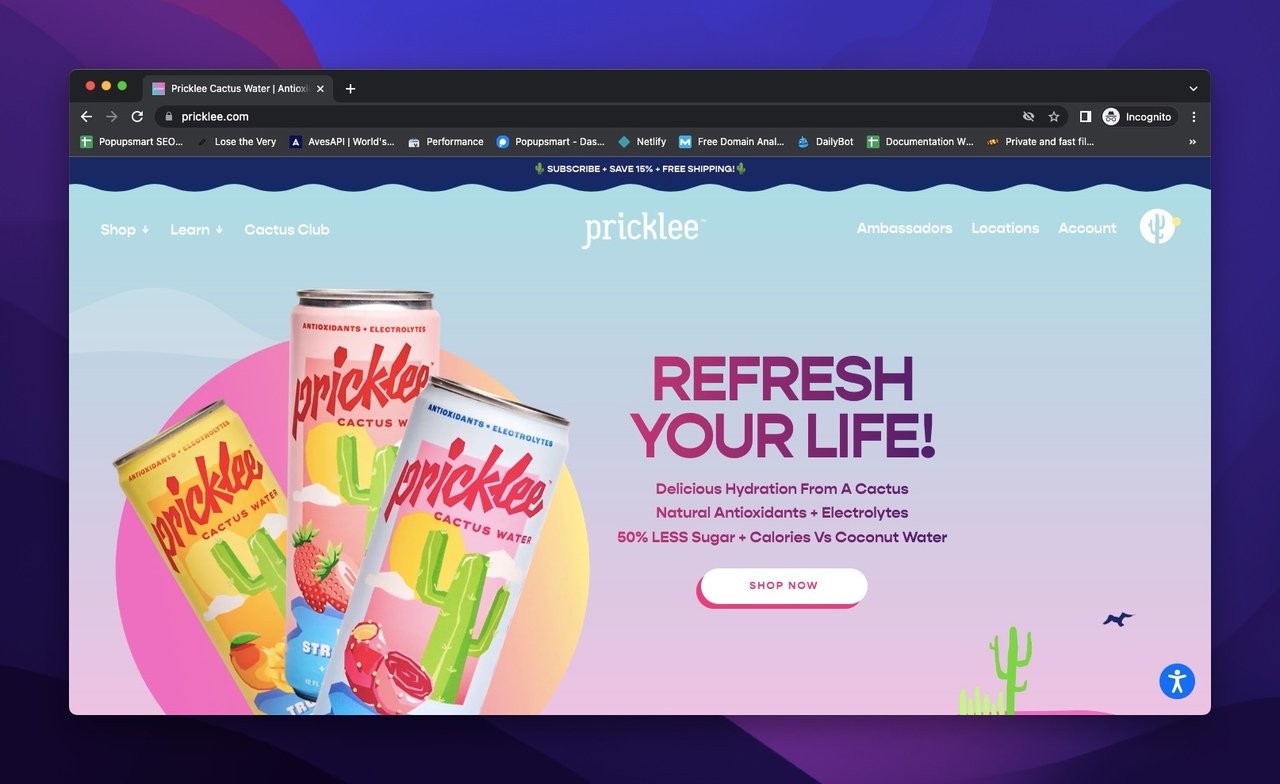 homepage of Pricklee with sample products