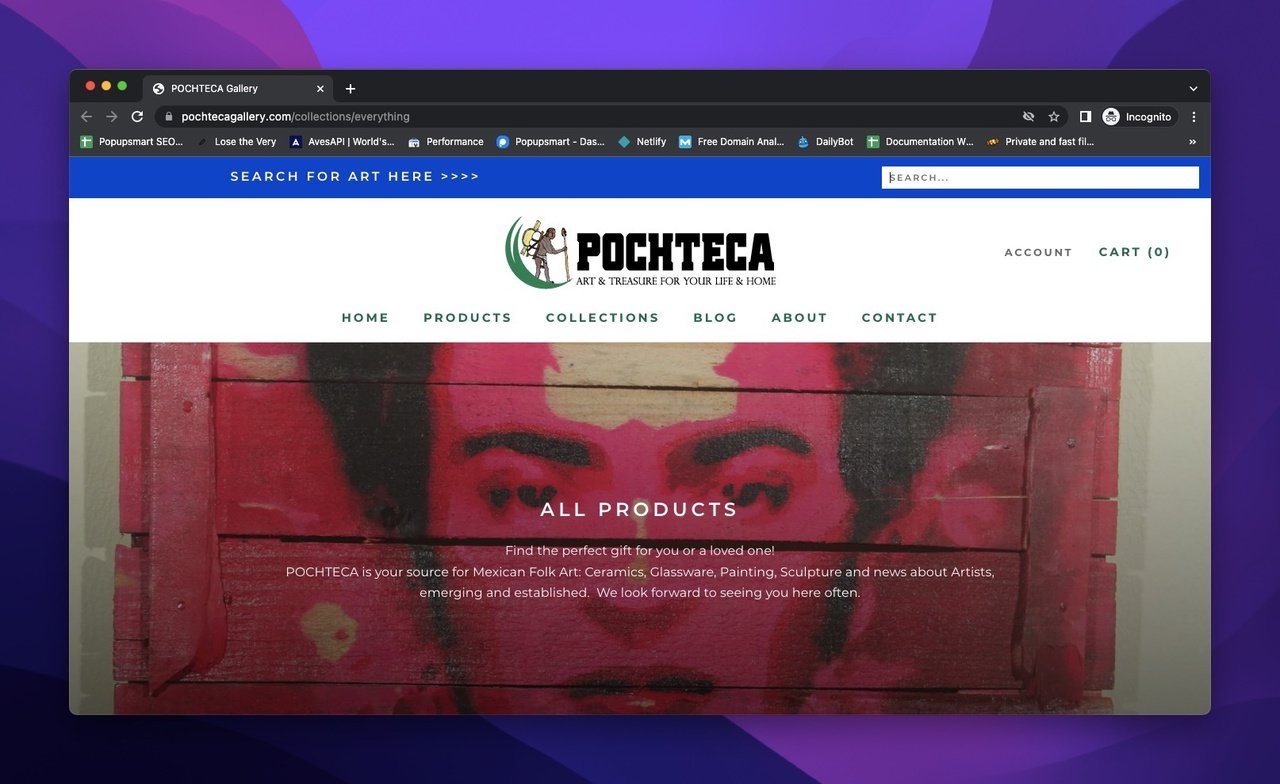 POCHTECA Gallery collections page above-the-fold