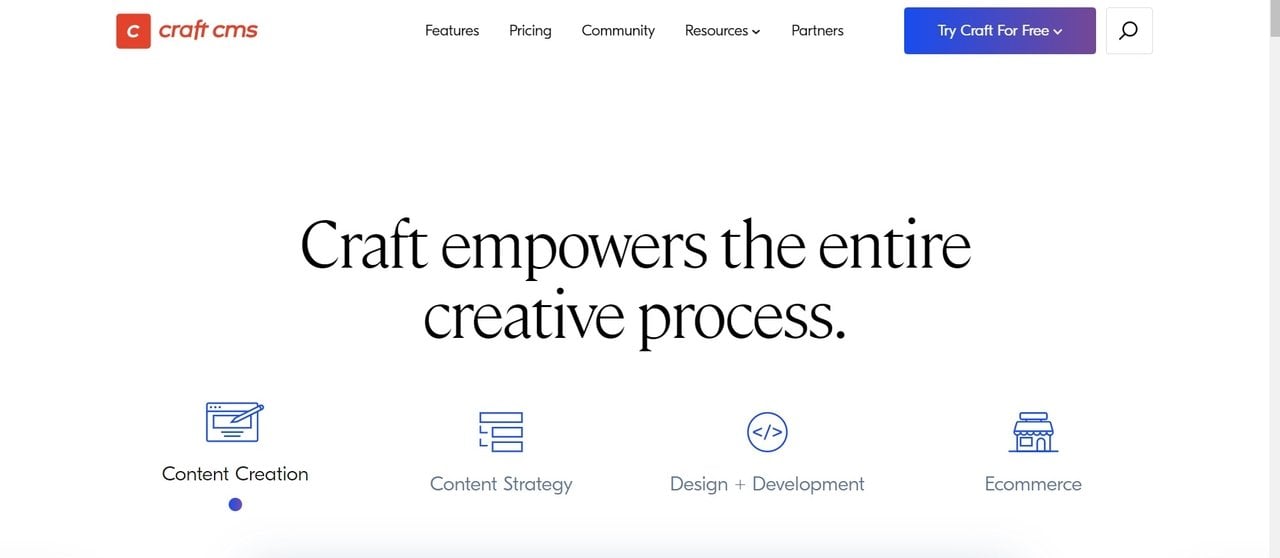 Craft CMS home page