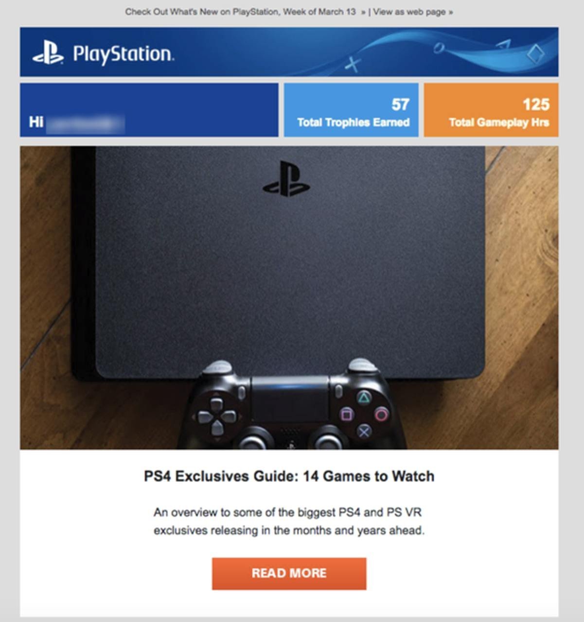 a newsletter example of Playstation