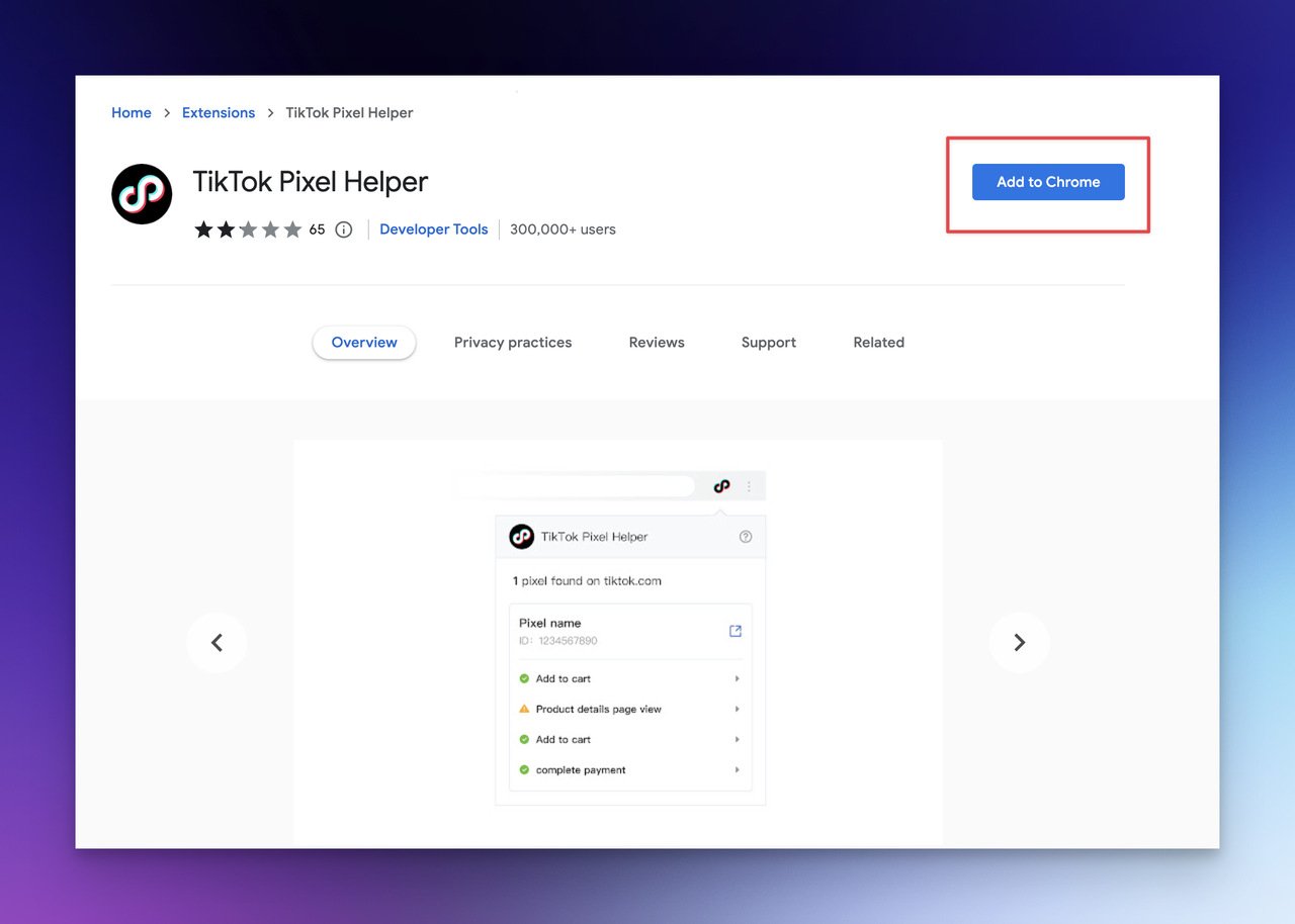 TikTok Pixel Helper Chrome Extention