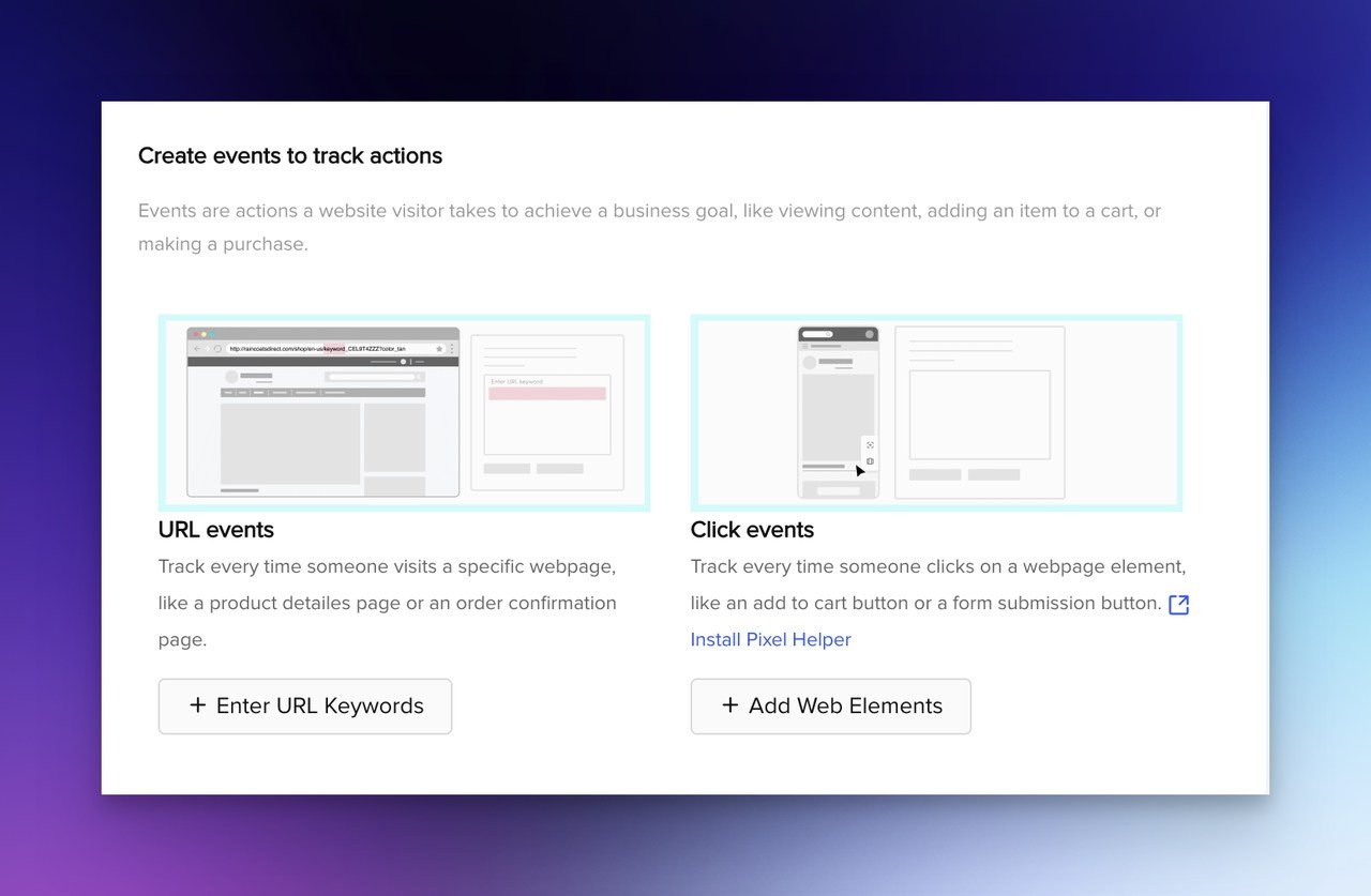 Step seven TikTok Pixel Setup choosing to track based on the URL or select click events