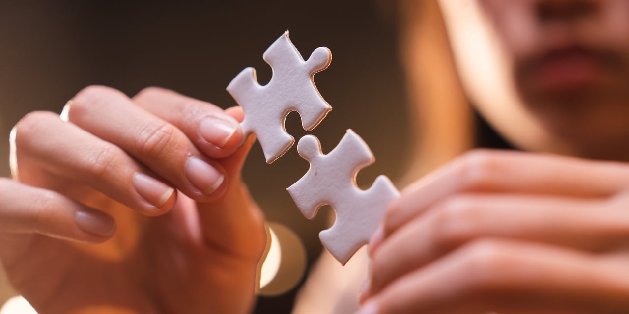 a person holding two pieces from puzzle to display the concept of integration