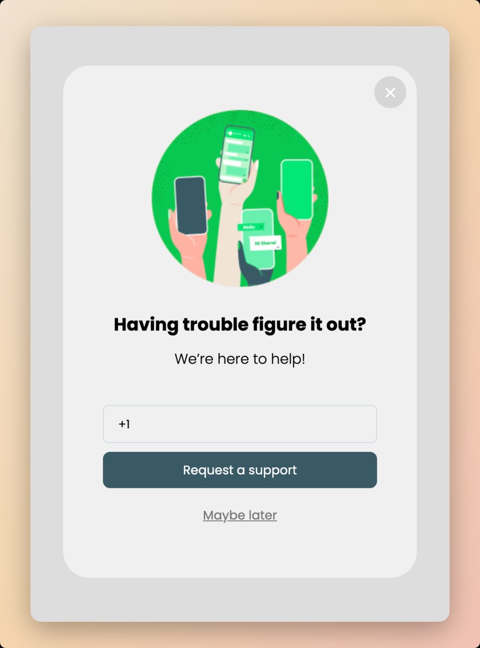 SMS popup template example from Popupsmart with a green background and a text that asks "Having trouble figuring it out?"