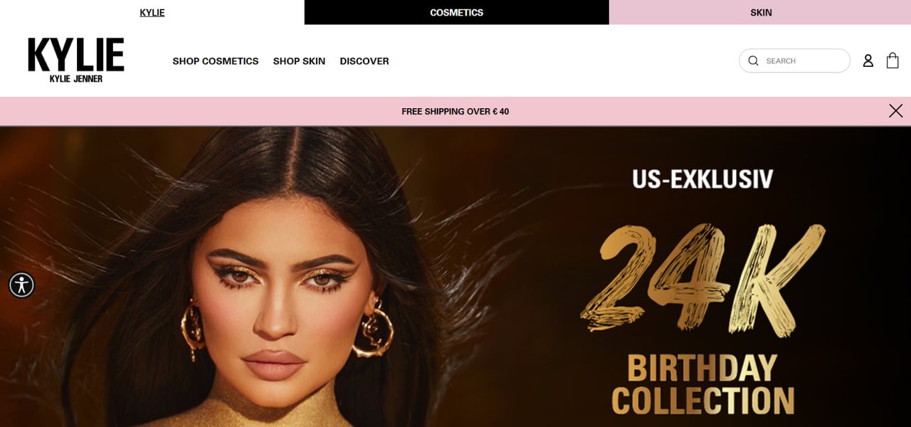 Kylie Costemetics shipping promotion popup