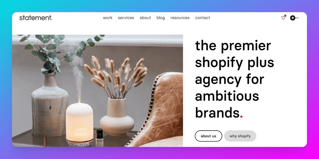 statement-website-showing-flowers-candels-and-content-about-best-shopify-plus-agancy-in-uk