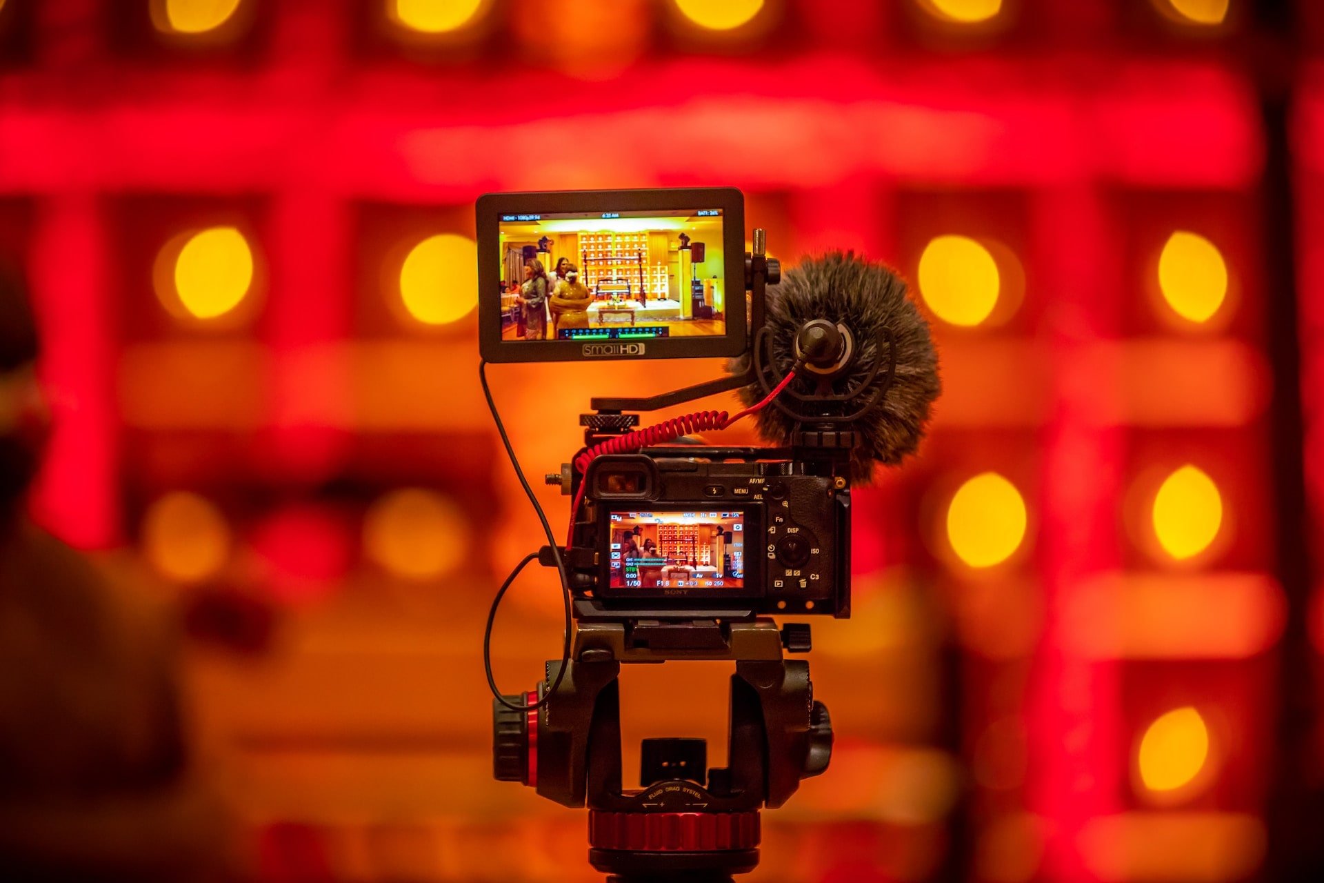 a camera shooting a video with a bokeh background