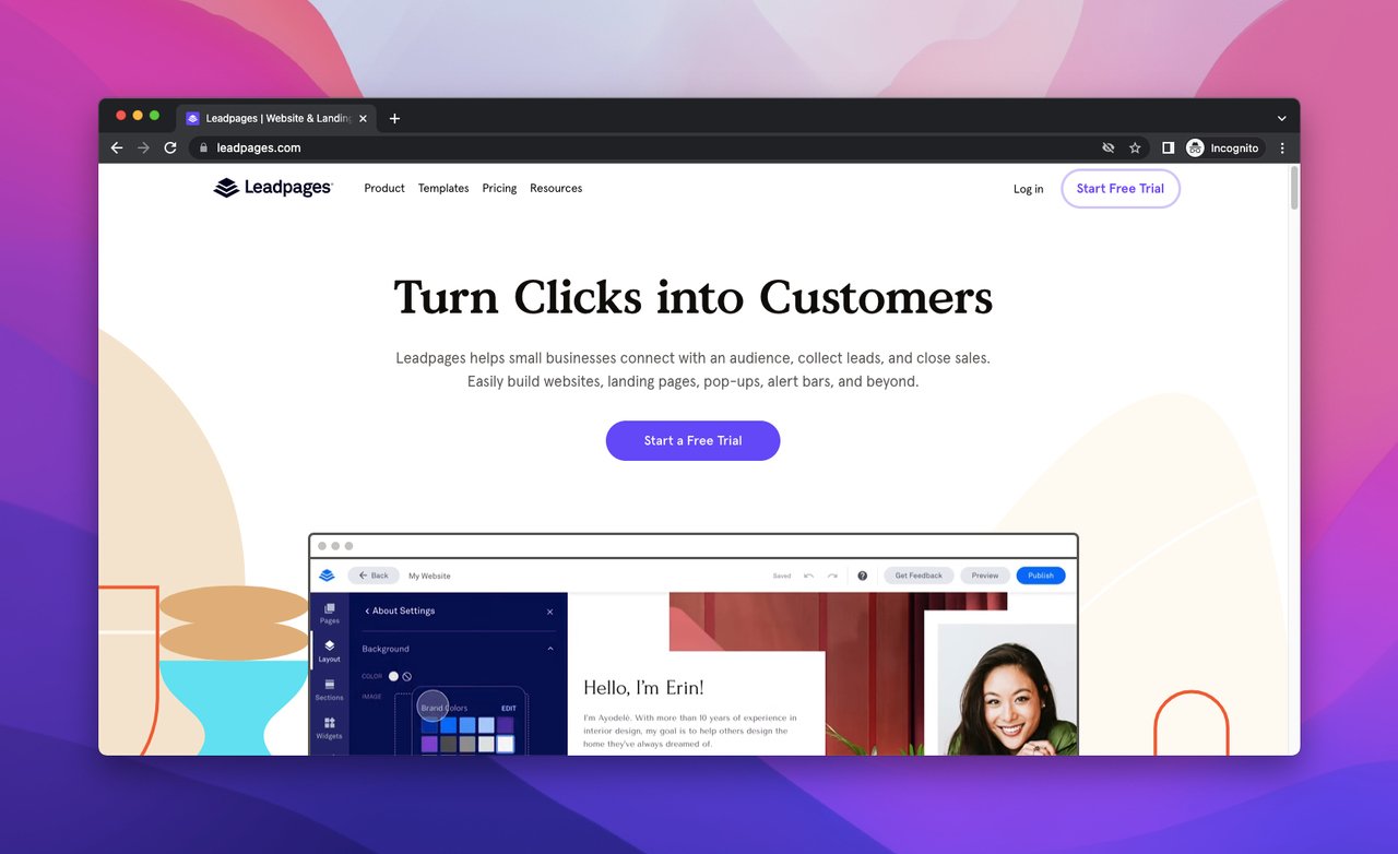 Leadpages landing page builder tool