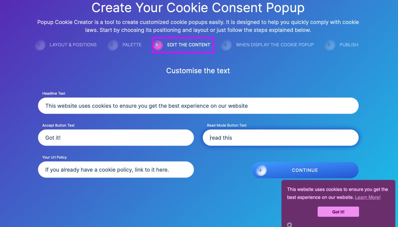 shopify cookie popup creator