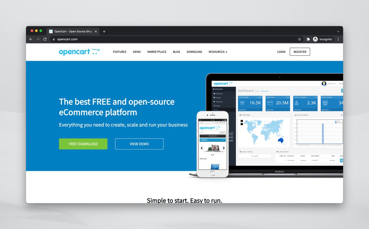 Opencart free open-source Shopify alternative