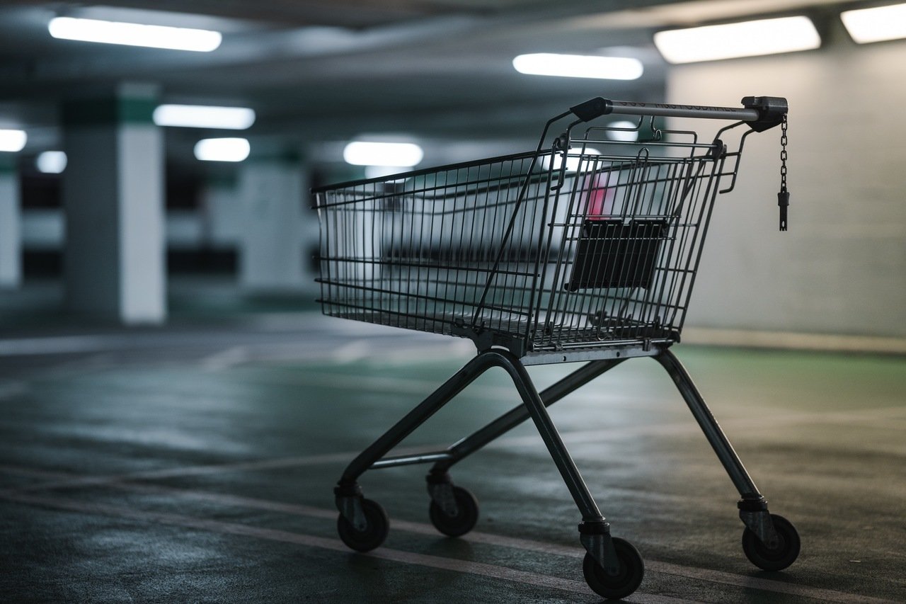 abandoned cart in a dark place all alone