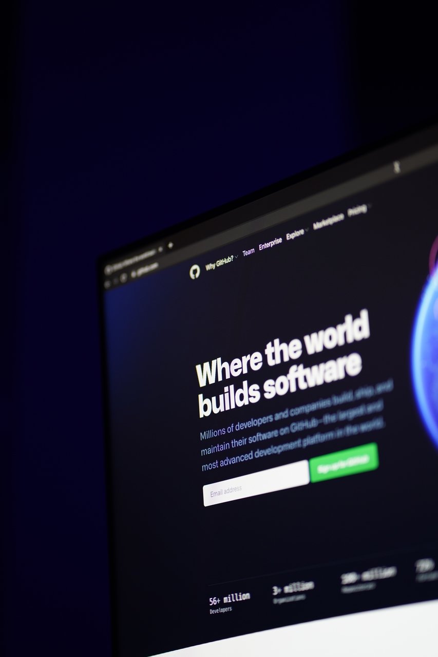 GitHub website shown on a screen