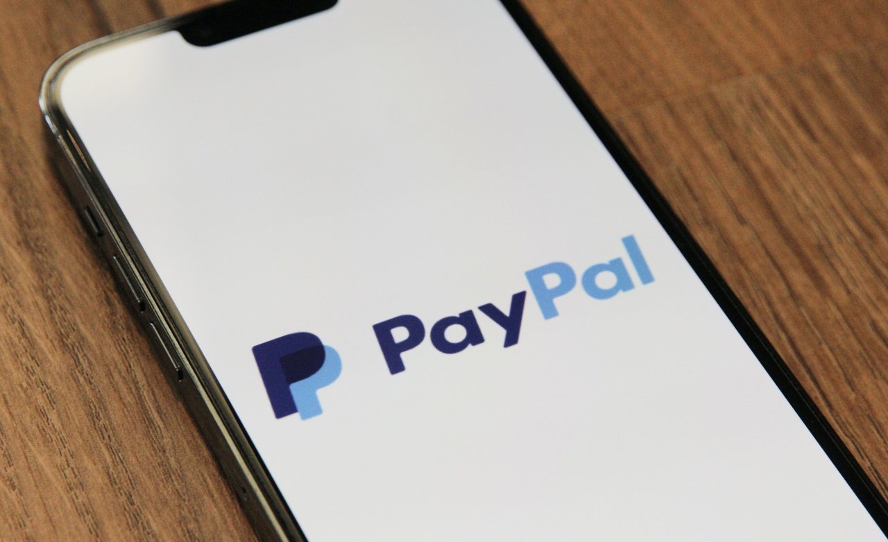 a smartphone screen displaying PayPal app logo