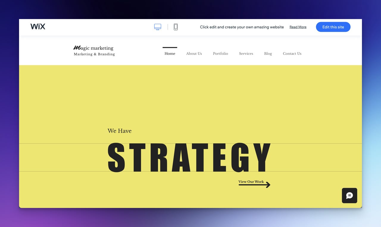 A dynamic marketing agency Wix website template