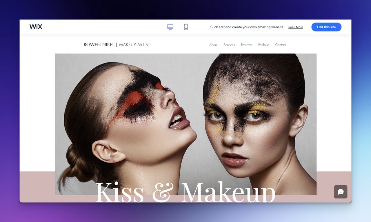 the makeup artist Wix template