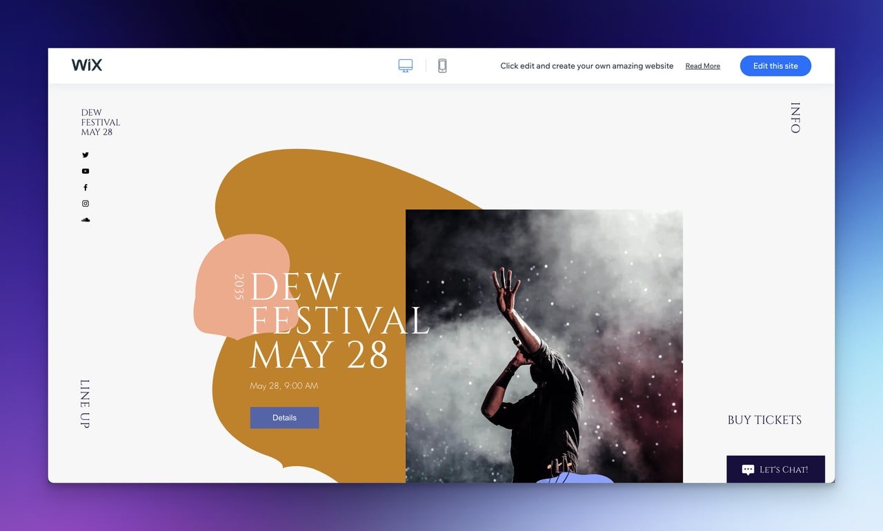 Music Festival Wix Website Template