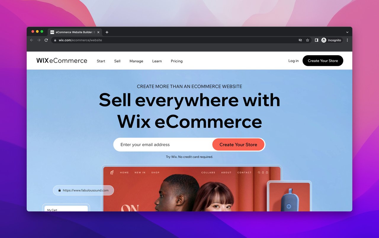 Wix E-commerce page