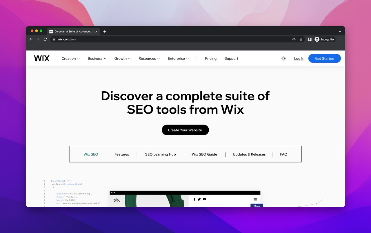 Wix SEO page