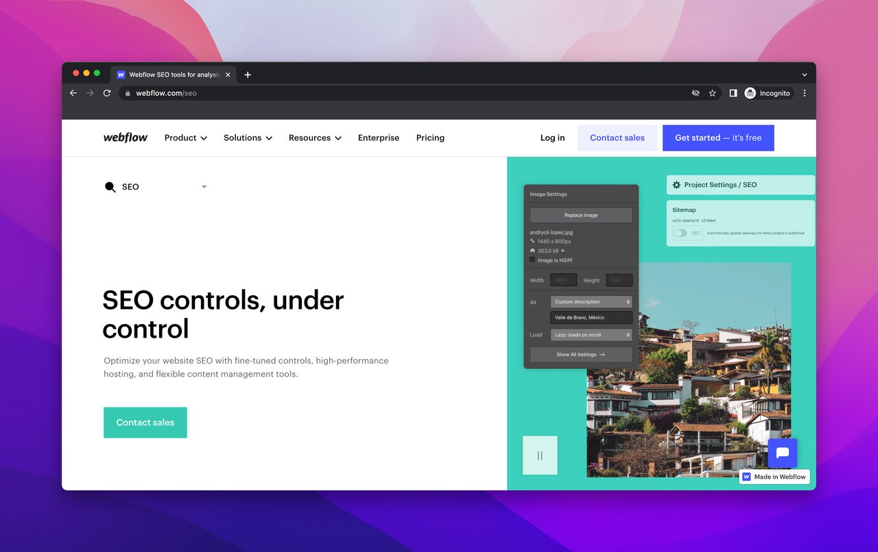 Webflow SEO page