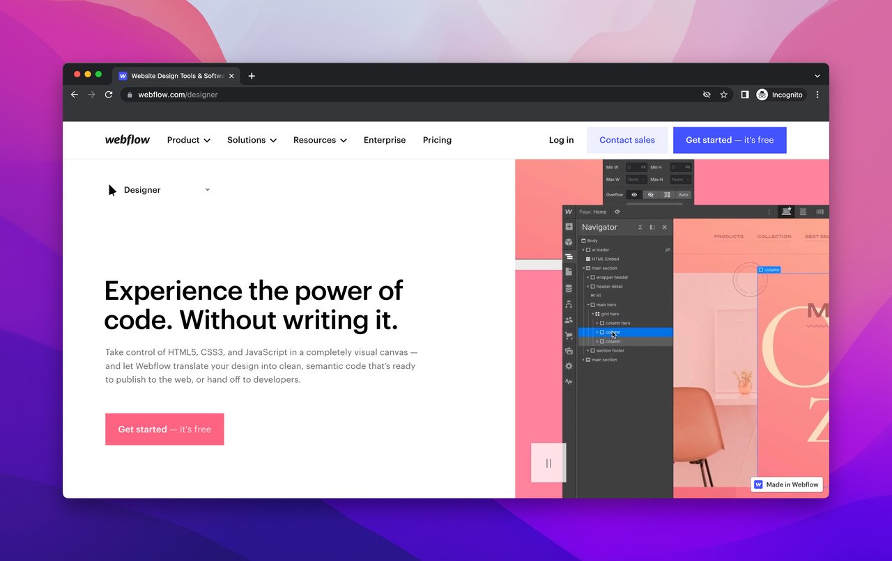 Webflow Design page