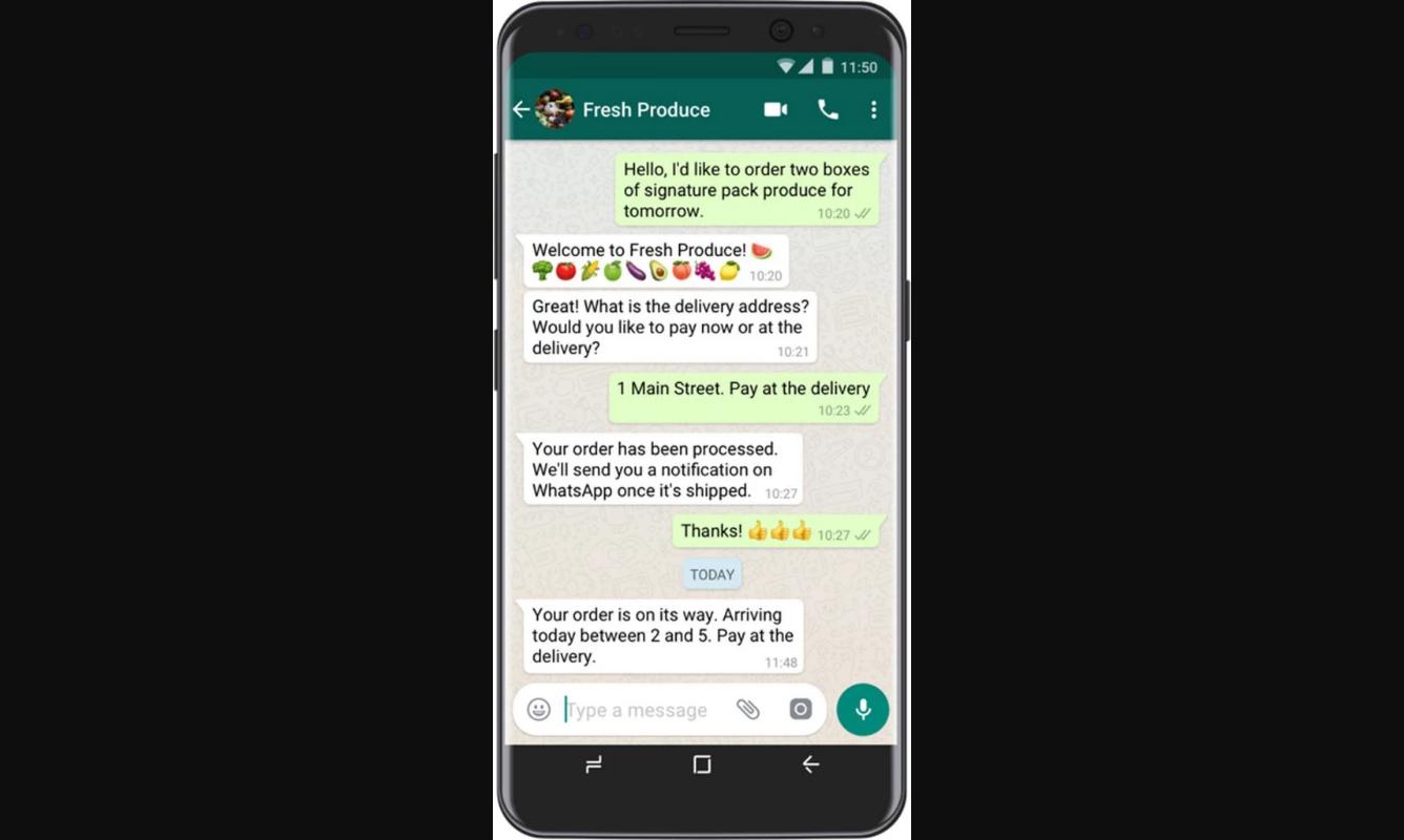 WhatsApp Business API text example