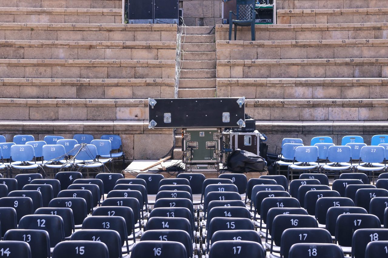 a concert area with empty seats