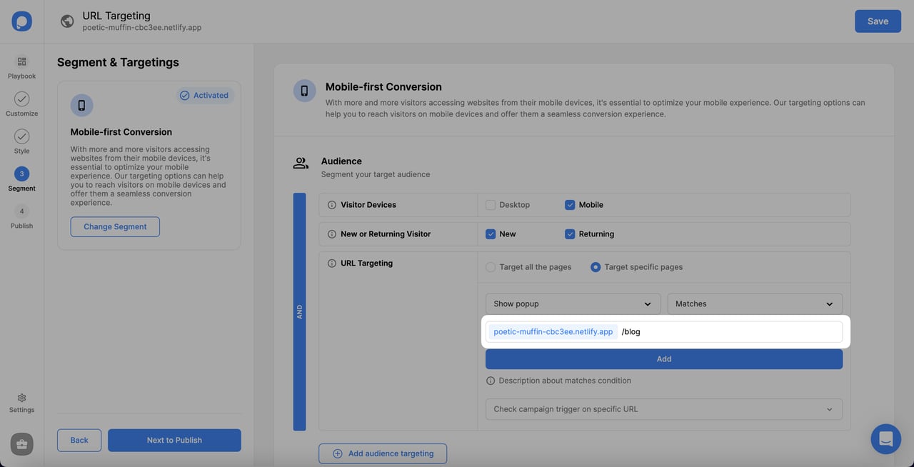 subpage field URL targeting