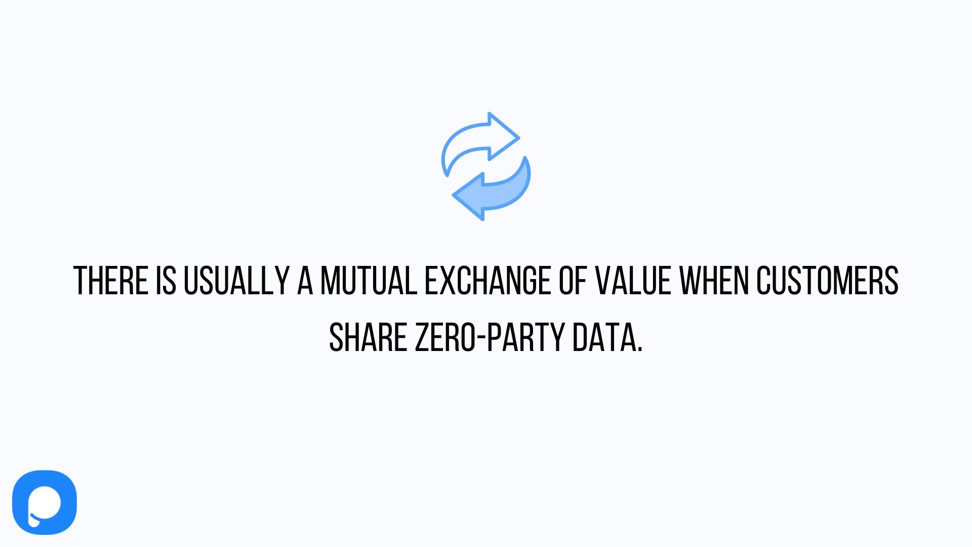 an image written "there is usually a mutual exchange of value when customers share zero party-data" with recycle arrows