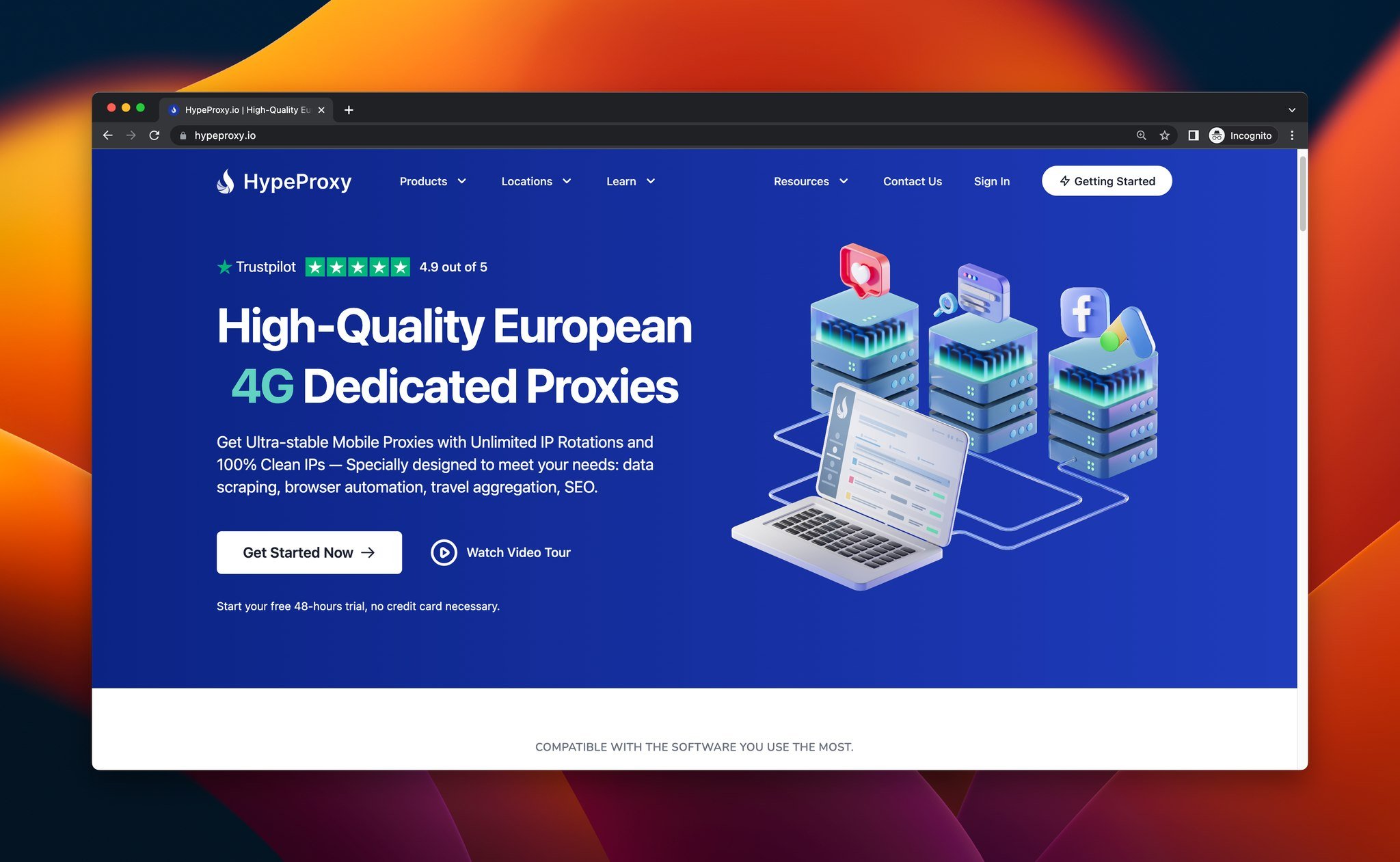 A screenshot of the homepage of HypeProxy, which is a proxy server