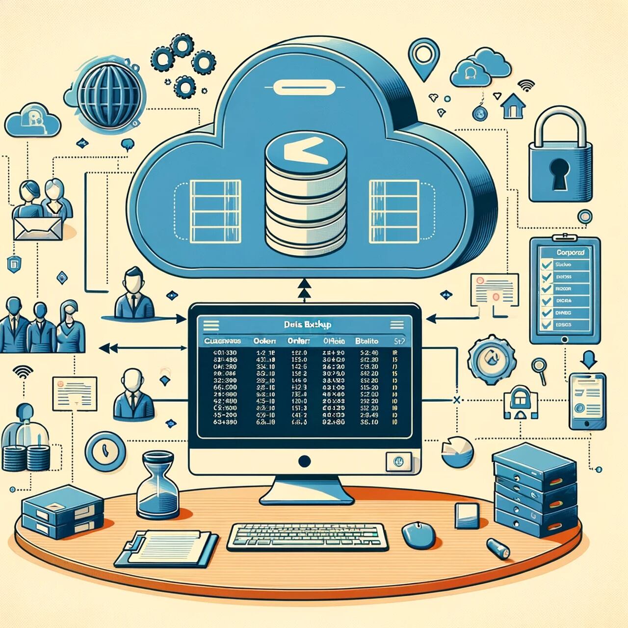 data backup representation with illustrations