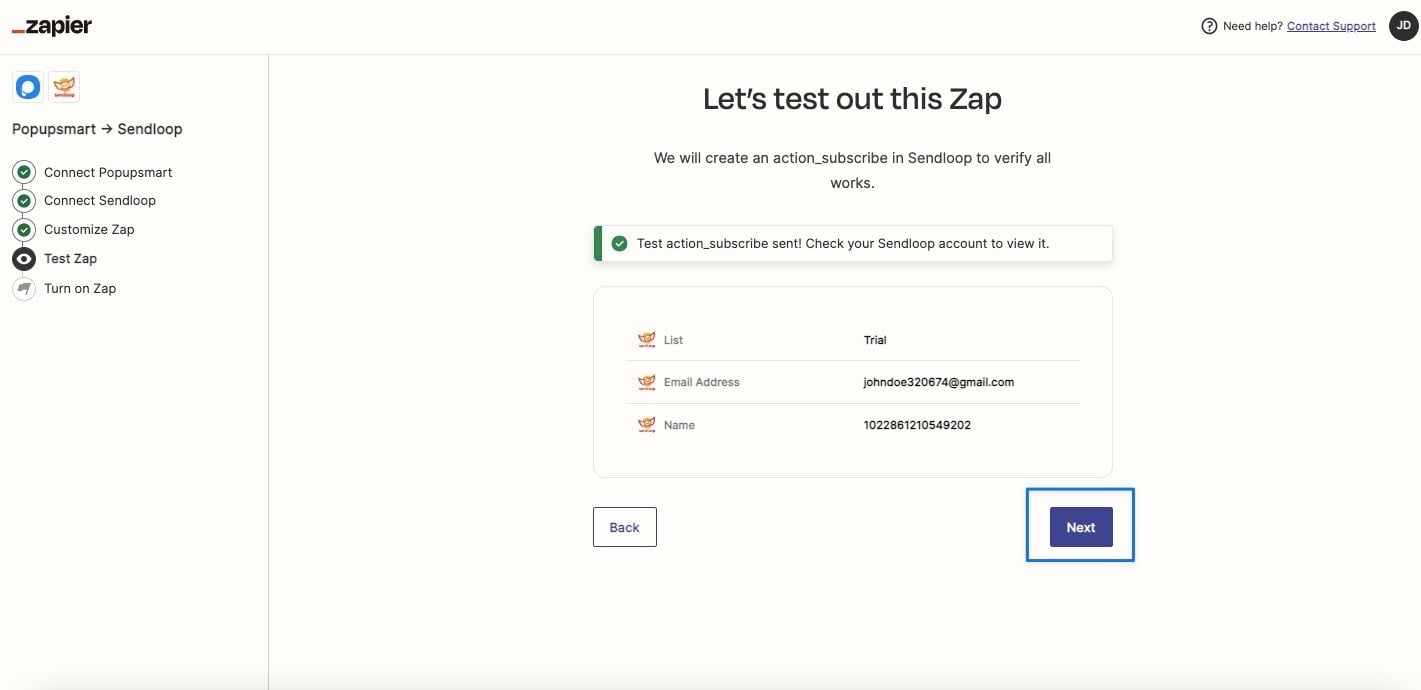 checking sendloop zap