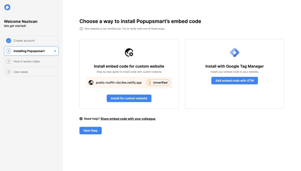 Embedding Popupsmart code