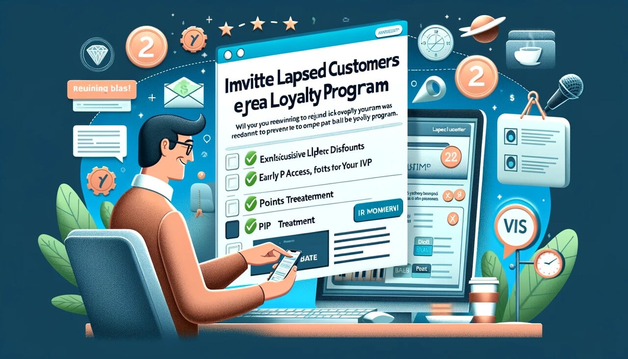 a man searching for loyalty program for lapsed customers illustration