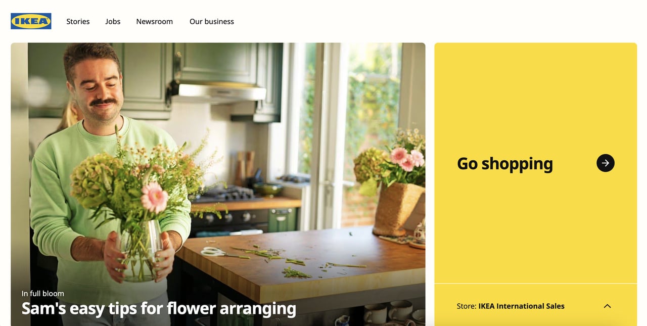 the homepage of IKEA whose CTA button is yellow