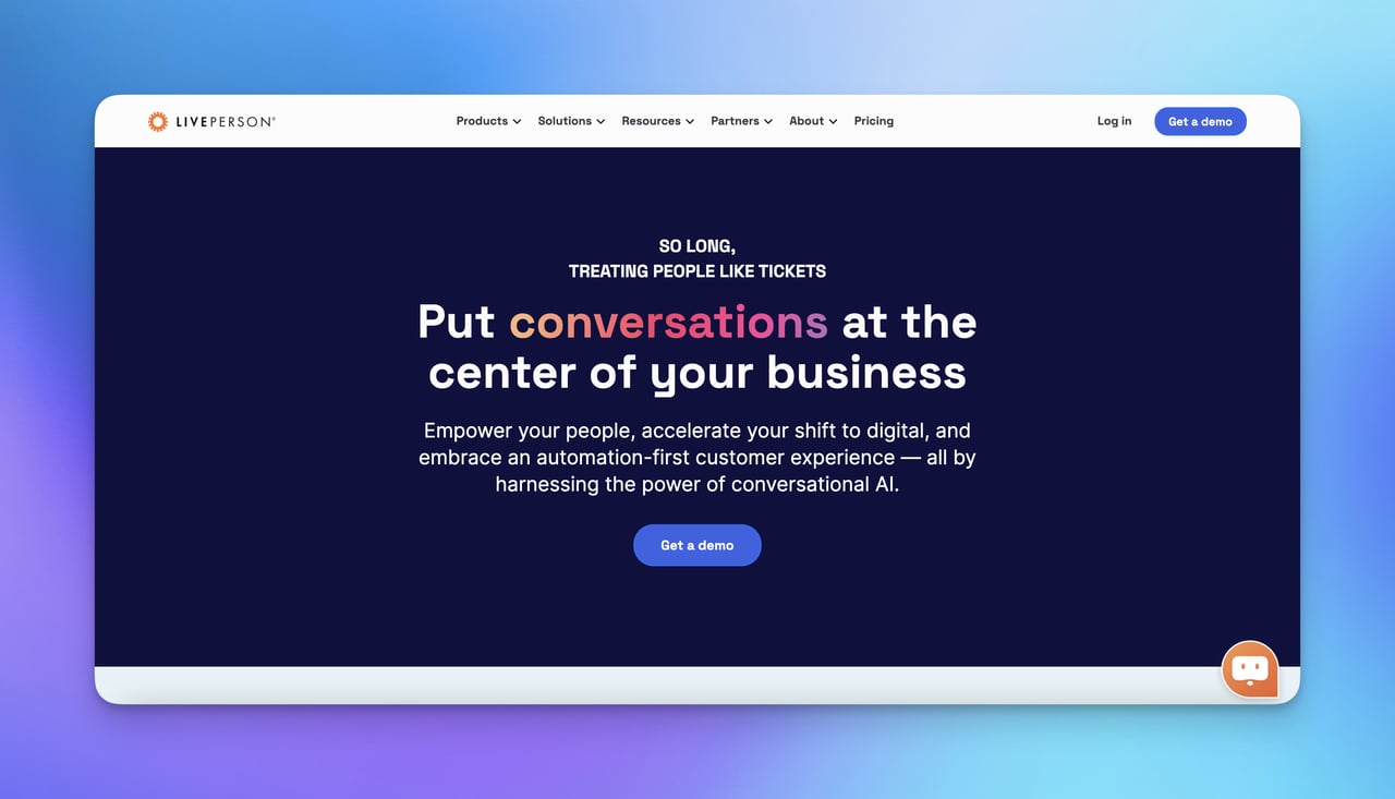LivePerson homepage with explanations