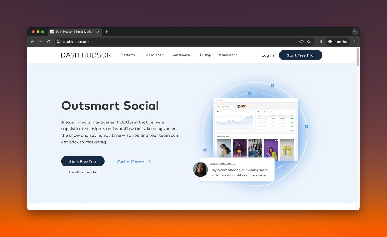 ugc platform dash hudson homepage