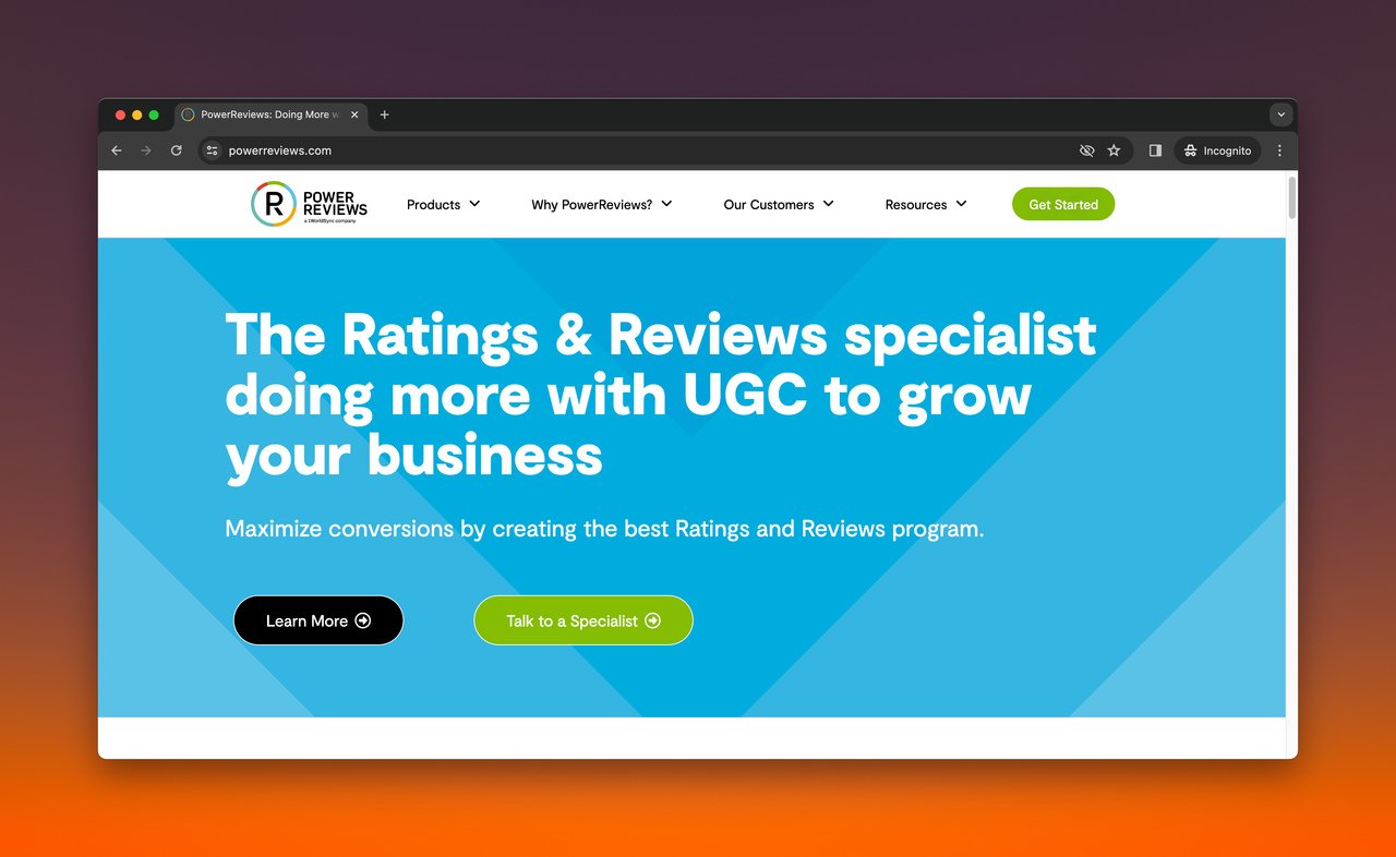 ugc platform power reviews homepage