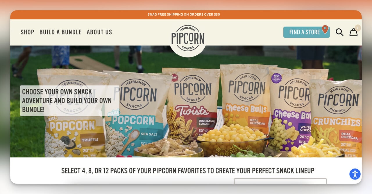 pipcorn bundle landing page example that shows initial part of the page