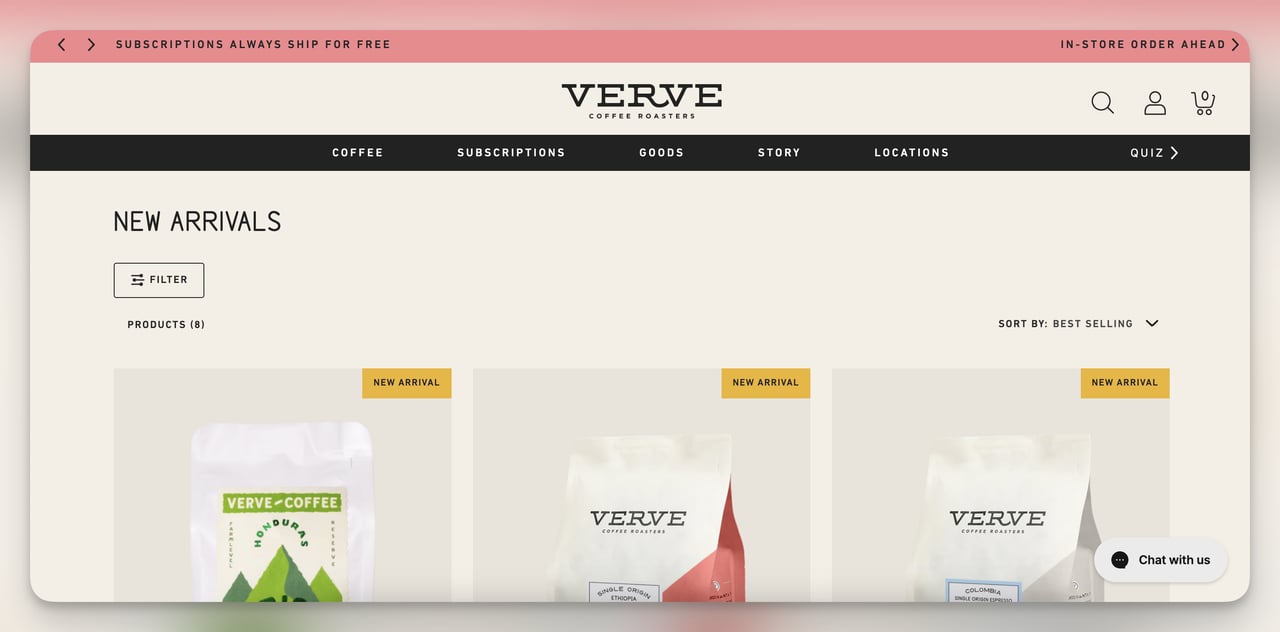 verve-new-arrivals-landing-page-initial-view