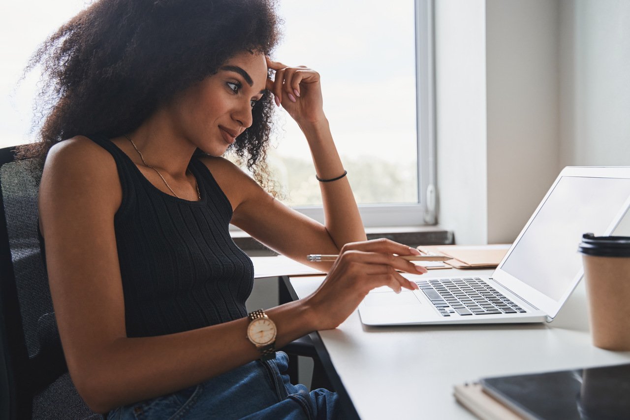 a woman as an office worker working at office