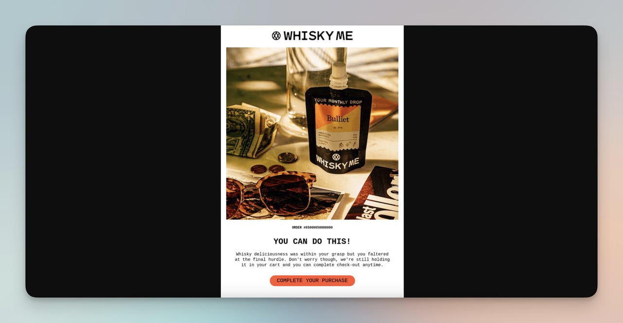 whisky me abandonment cart email example